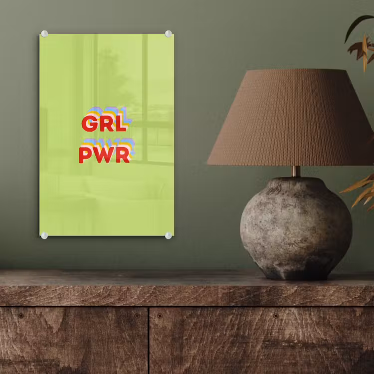 Glas schilderij - Grl pwr - Groen - Rood - 3D — 4