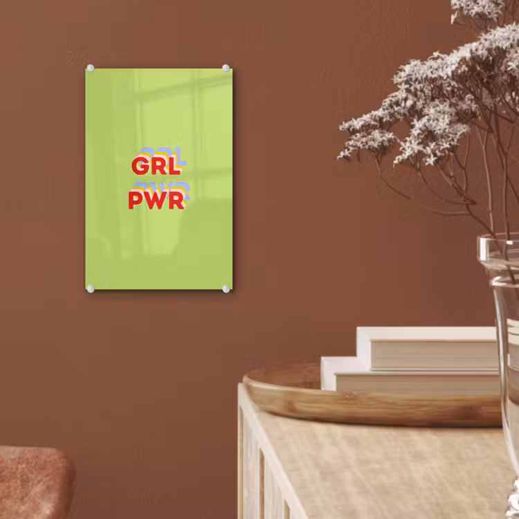 Glas schilderij - Grl pwr - Groen - Rood - 3D — 6