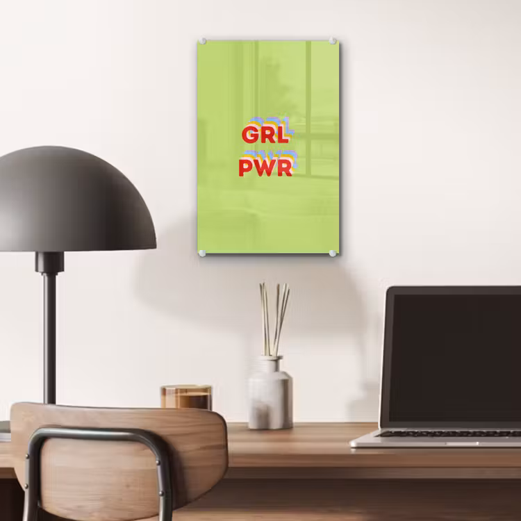 Glas schilderij - Grl pwr - Groen - Rood - 3D — 7