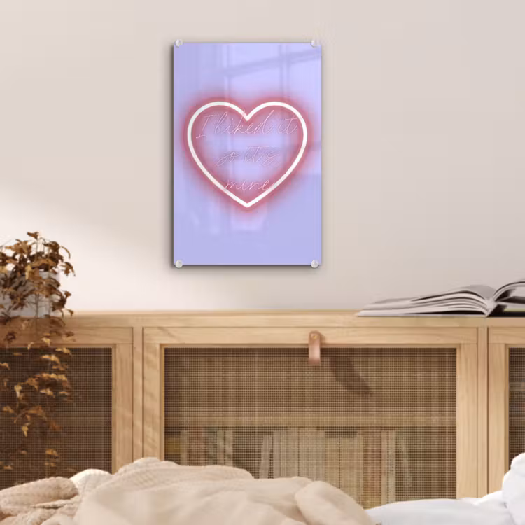 Glas schilderij - I liked it so it's mine - Neon hart - Paars — 5