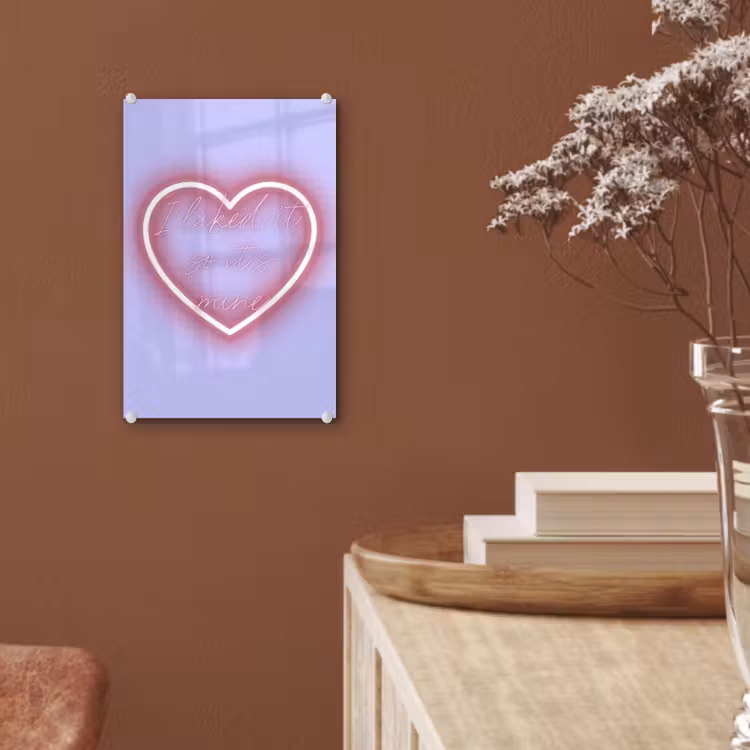 Glas schilderij - I liked it so it's mine - Neon hart - Paars — 6