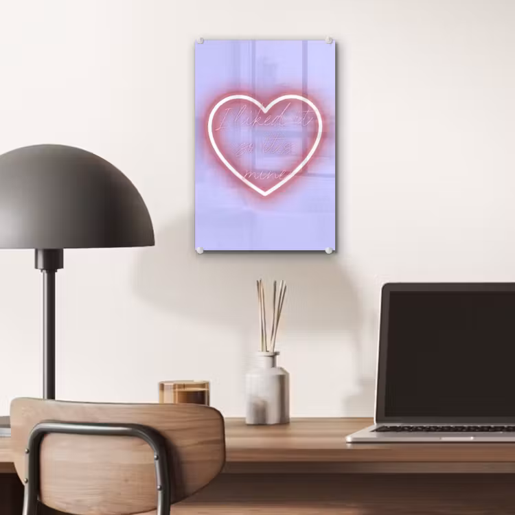 Glas schilderij - I liked it so it's mine - Neon hart - Paars — 7