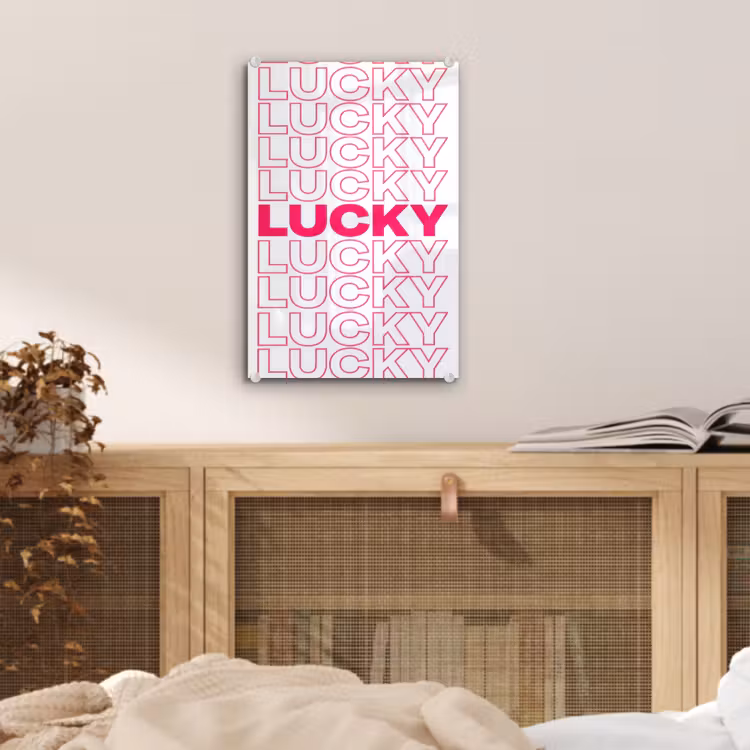 Glas schilderij - Lucky - Roze - Patroon — 5