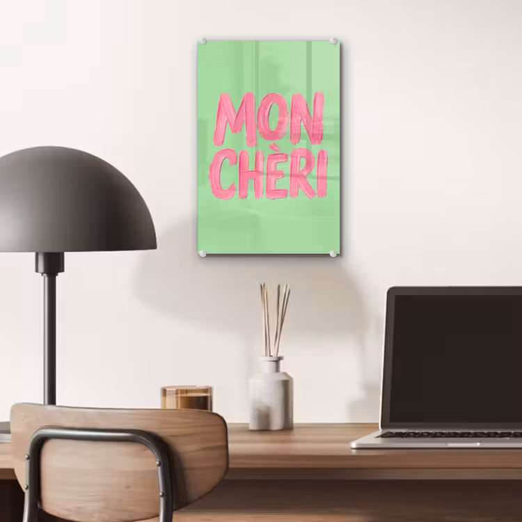 Glas schilderij - Mon cheri - Groen - Roze — 7