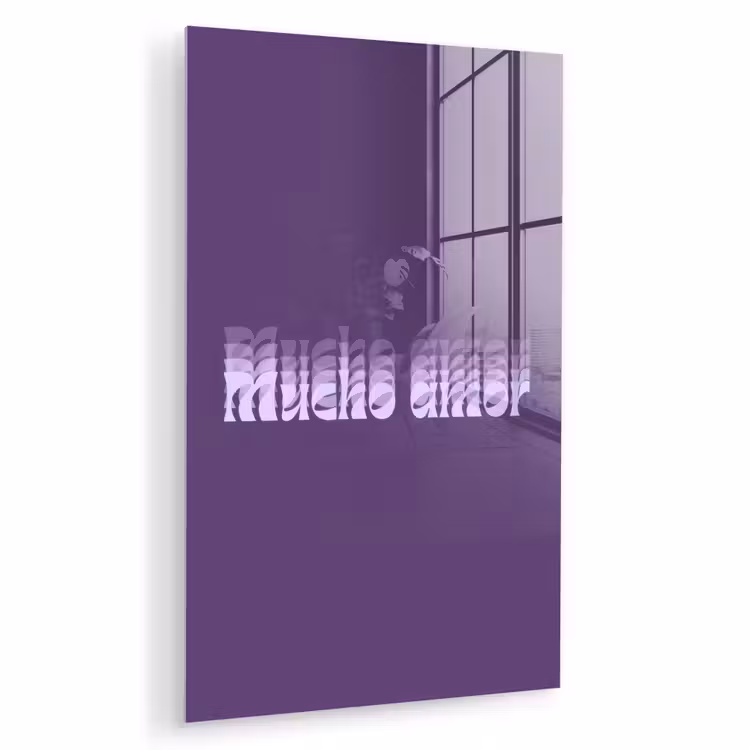 Glas schilderij - Mucho amor - Paars - Grafisch — 1