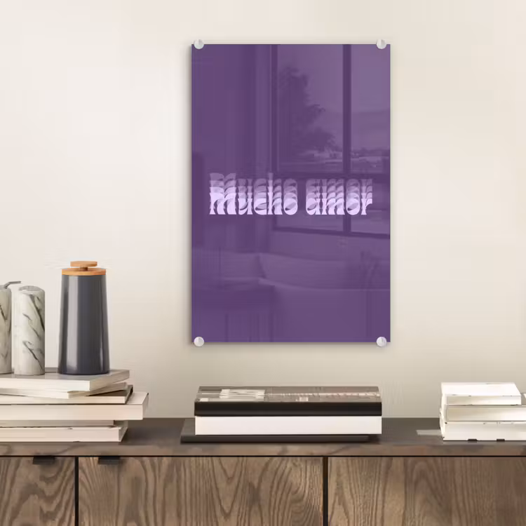 Glas schilderij - Mucho amor - Paars - Grafisch — 2