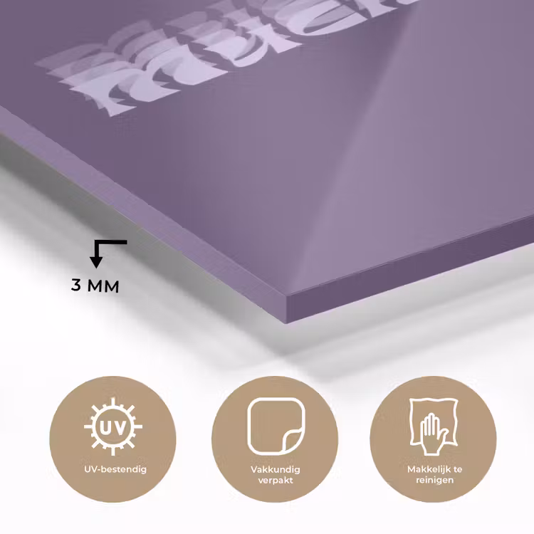 Glas schilderij - Mucho amor - Paars - Grafisch — 3