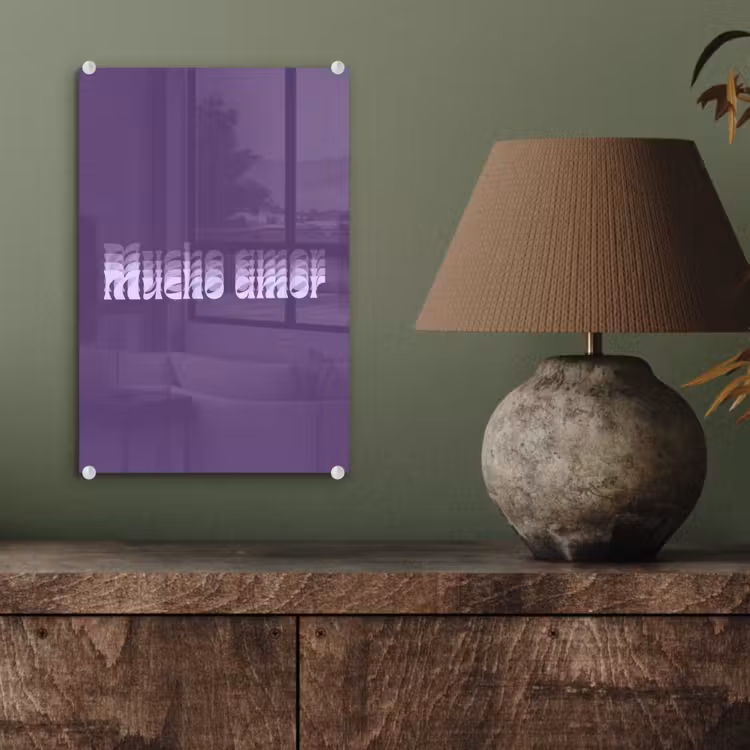 Glas schilderij - Mucho amor - Paars - Grafisch — 4