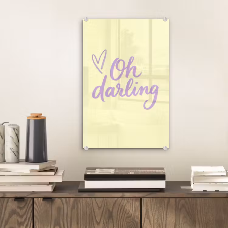 Glas schilderij - Oh darling - Geel - Hart — 2