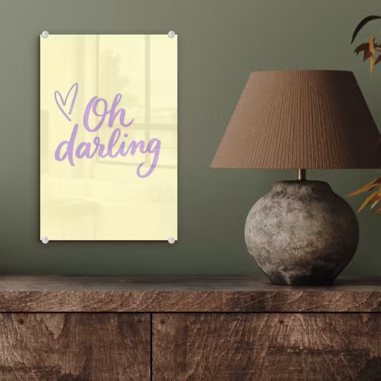 Glas schilderij - Oh darling - Geel - Hart — 4