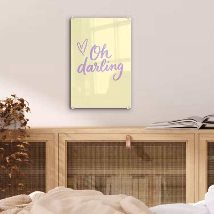 Glas schilderij - Oh darling - Geel - Hart — 5