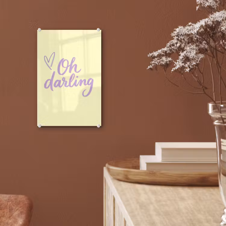 Glas schilderij - Oh darling - Geel - Hart — 6