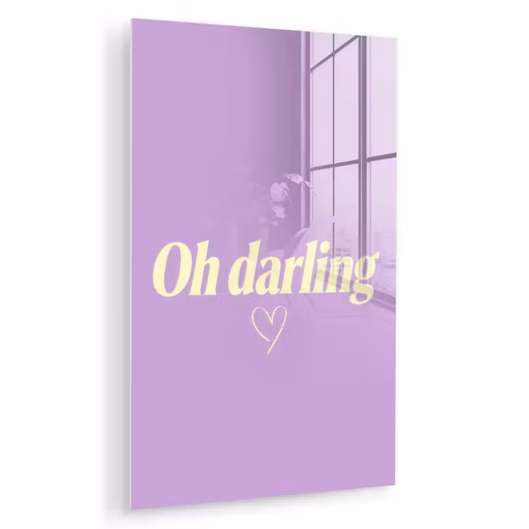 Glas schilderij - Oh darling - Hart - Paars — 1