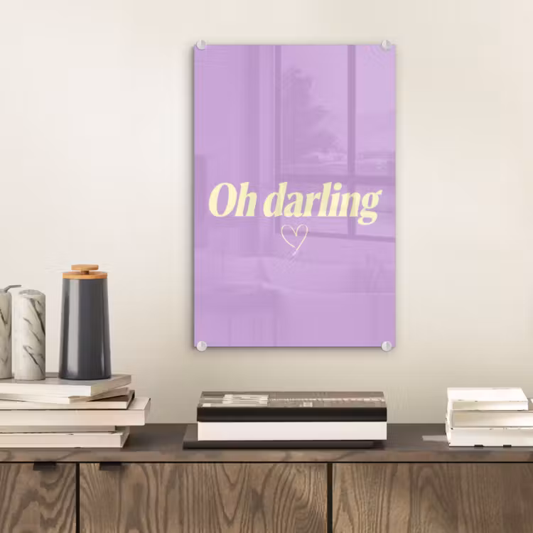 Glas schilderij - Oh darling - Hart - Paars — 2