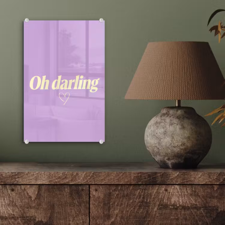 Glas schilderij - Oh darling - Hart - Paars — 4
