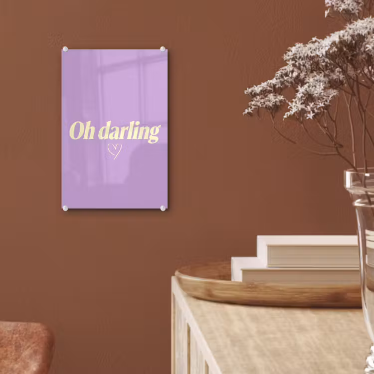 Glas schilderij - Oh darling - Hart - Paars — 6
