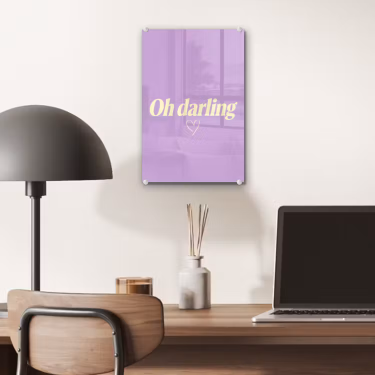 Glas schilderij - Oh darling - Hart - Paars — 7
