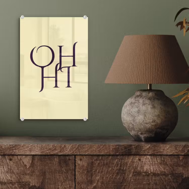 Glas schilderij - Oh hi - Geel - Monogram — 4
