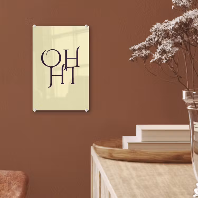 Glas schilderij - Oh hi - Geel - Monogram — 6