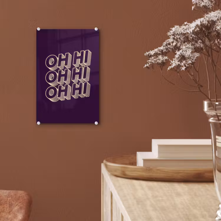Glas schilderij - Oh hi - Paars - 3D — 6