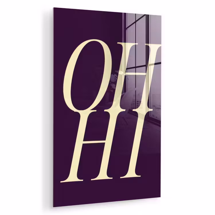 Glas schilderij - Oh hi - Paars - Minimalistisch — 1