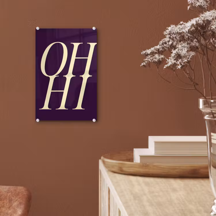 Glas schilderij - Oh hi - Paars - Minimalistisch — 6