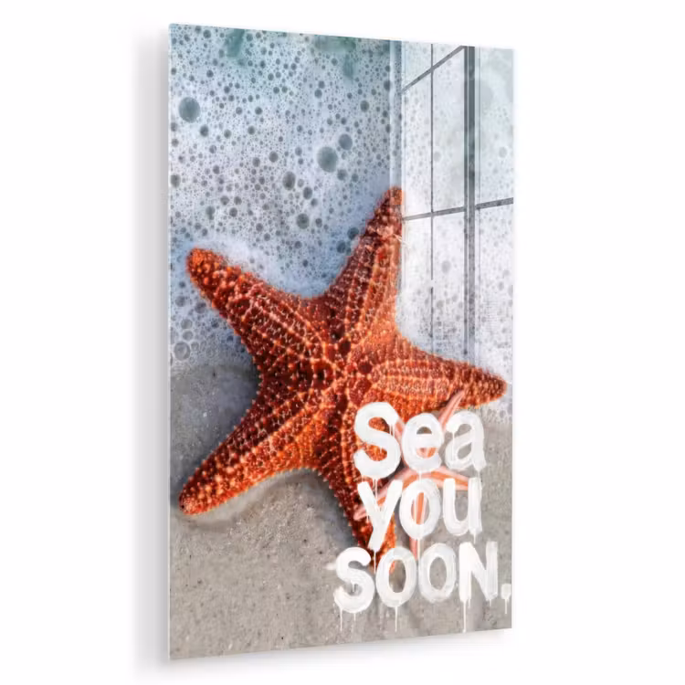 Glas schilderij - Sea you soon - Zeester - Zee — 1