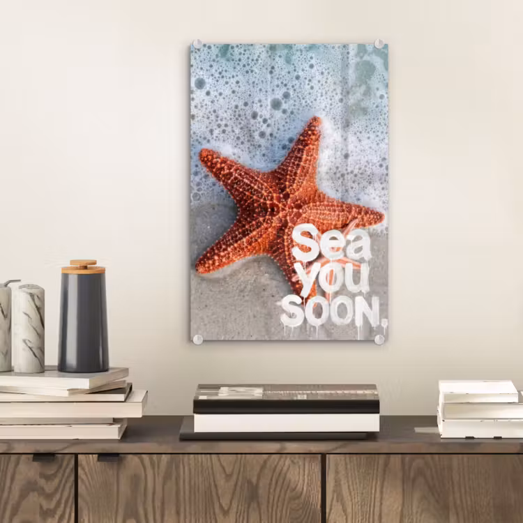 Glas schilderij - Sea you soon - Zeester - Zee — 2