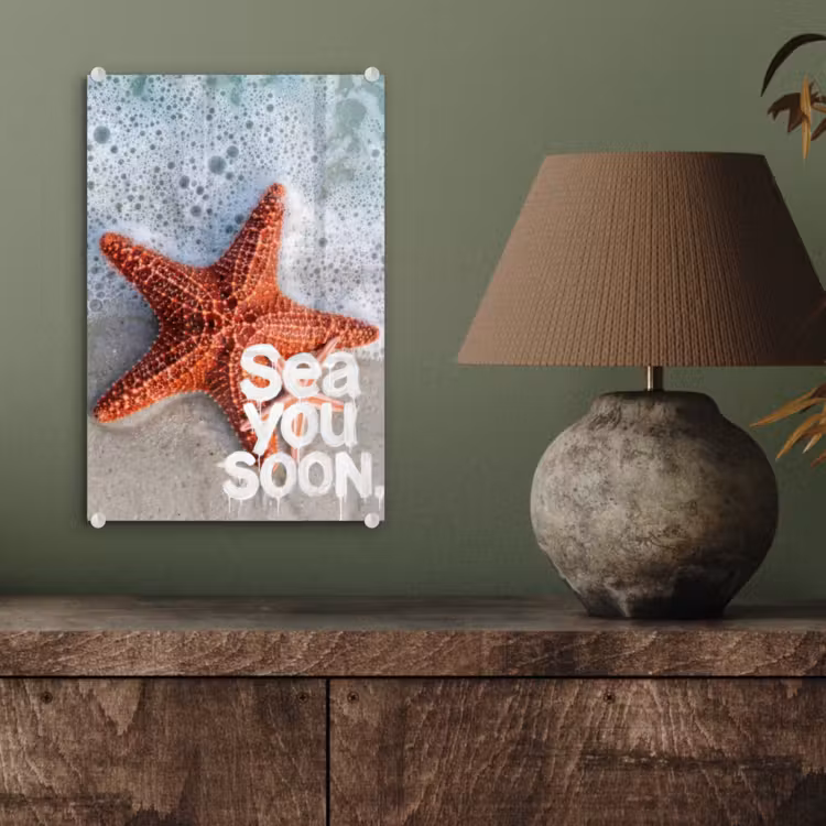 Glas schilderij - Sea you soon - Zeester - Zee — 4