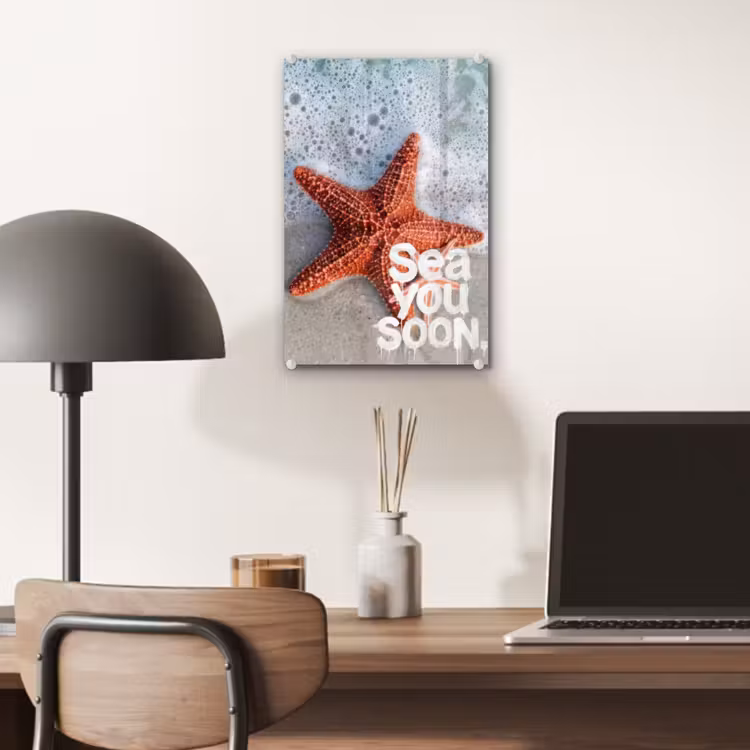 Glas schilderij - Sea you soon - Zeester - Zee — 7