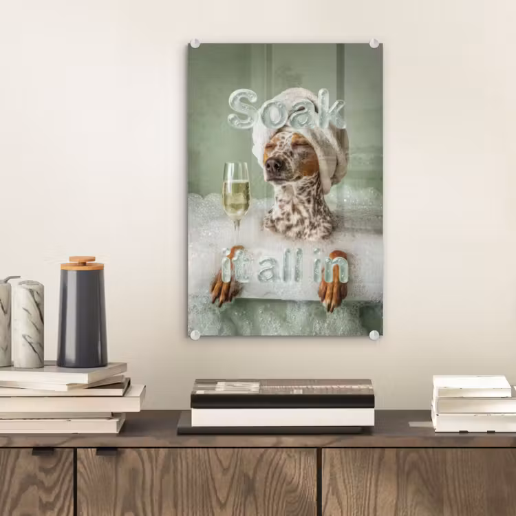 Glas schilderij - Soak it all in - Hond - Bad — 2