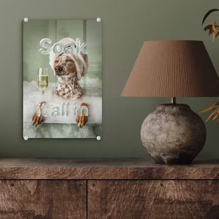 Glas schilderij - Soak it all in - Hond - Bad — 4