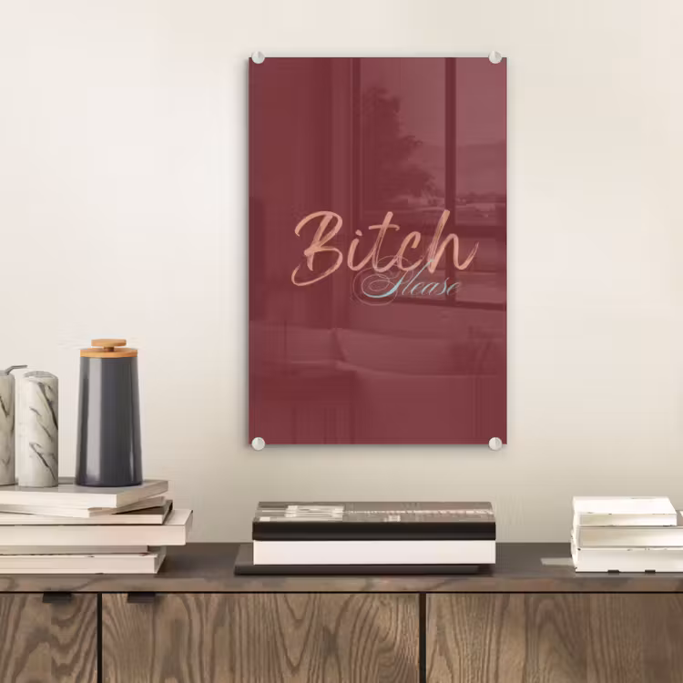 Glas schilderij - Bitch please - Rood - Blauw — 2