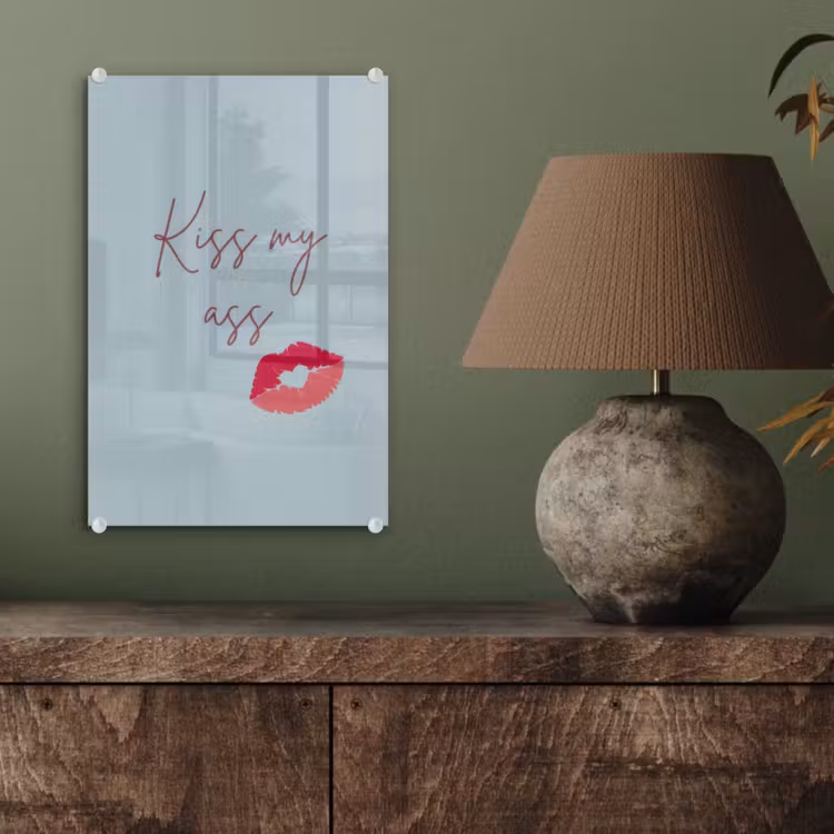 Glas schilderij - Kiss my ass - Lip - Blauw — 4