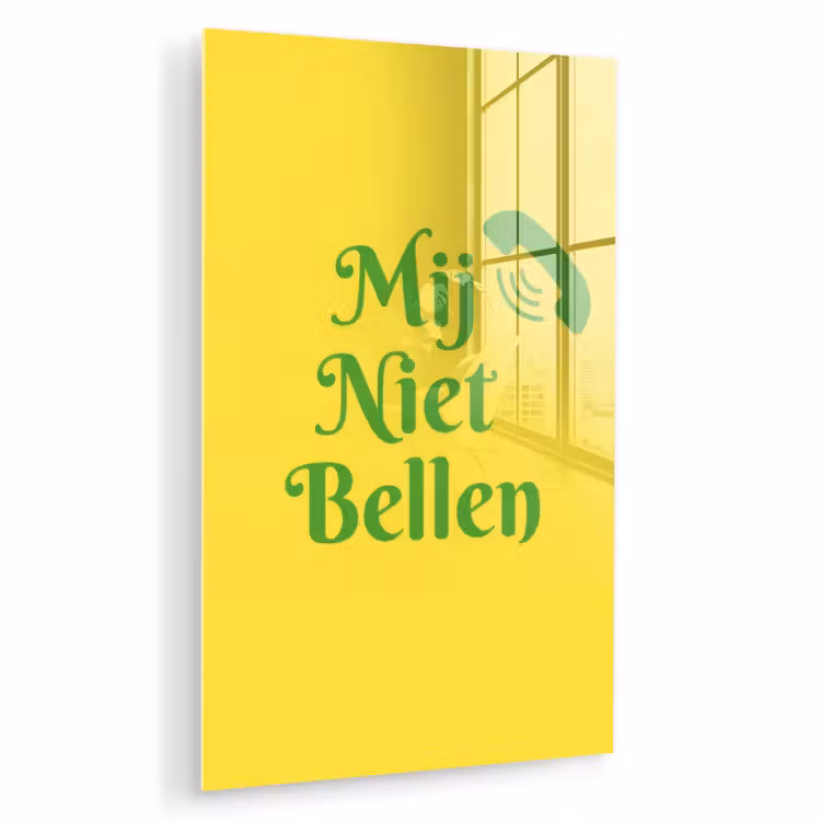 Glas schilderij - Mij niet bellen - Telefoon - Geel — 1