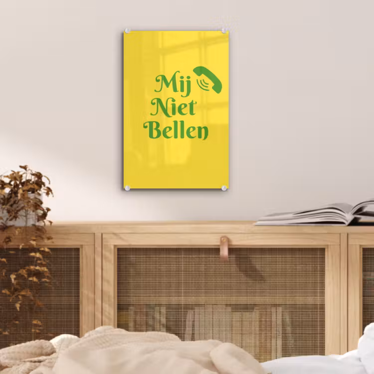 Glas schilderij - Mij niet bellen - Telefoon - Geel — 5