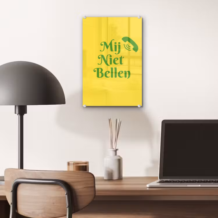 Glas schilderij - Mij niet bellen - Telefoon - Geel — 7