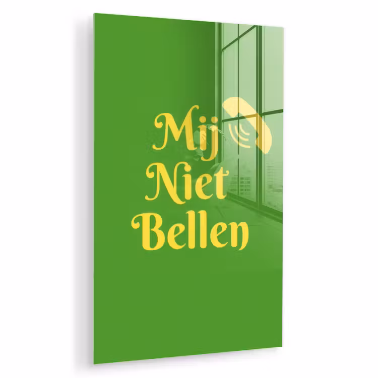Glas schilderij - Mij niet bellen - Telefoon - Groen — 1