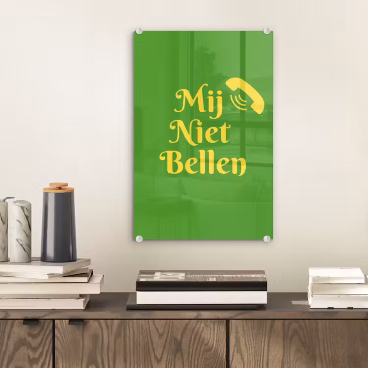 Glas schilderij - Mij niet bellen - Telefoon - Groen — 2