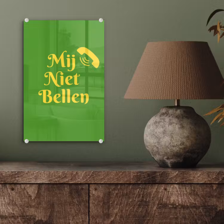 Glas schilderij - Mij niet bellen - Telefoon - Groen — 4