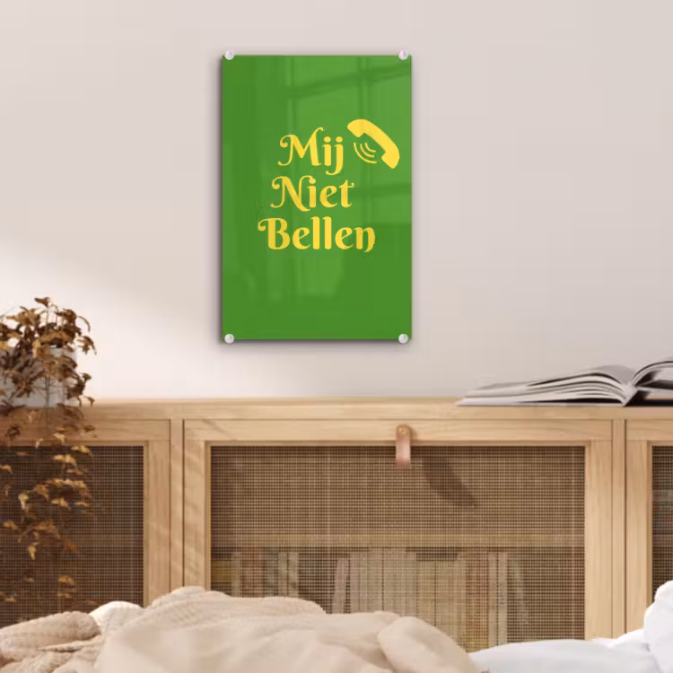 Glas schilderij - Mij niet bellen - Telefoon - Groen — 5
