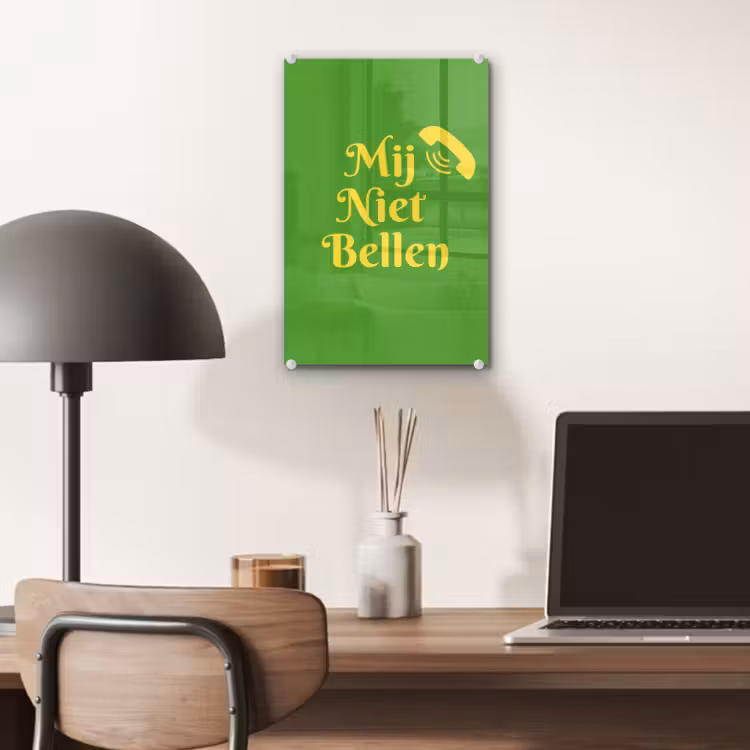 Glas schilderij - Mij niet bellen - Telefoon - Groen — 7