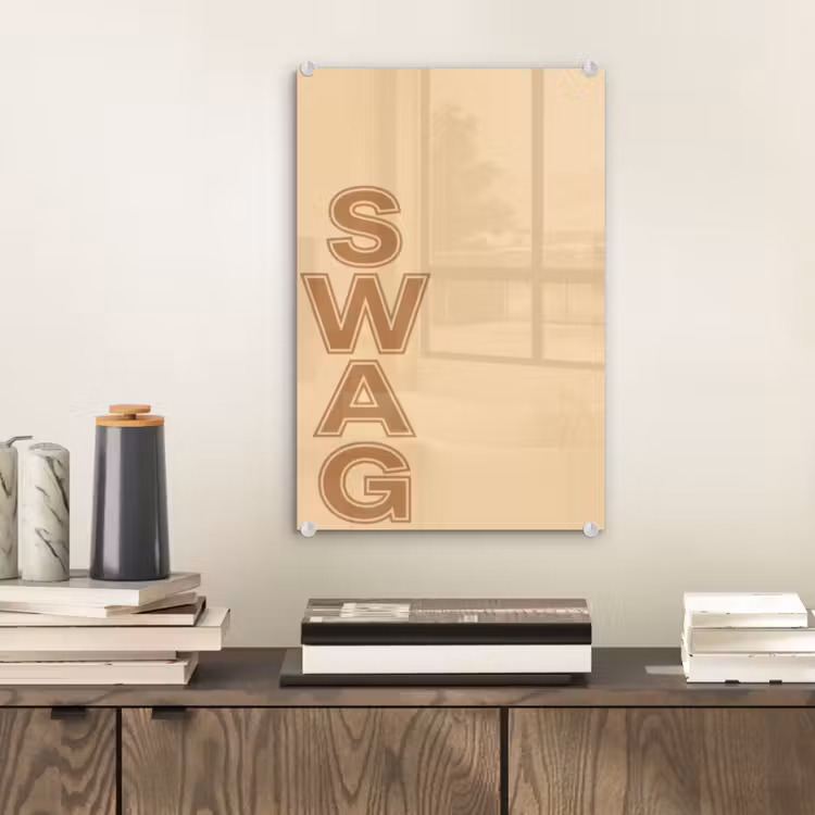Glas schilderij - Swag - Bruin - Beige — 2