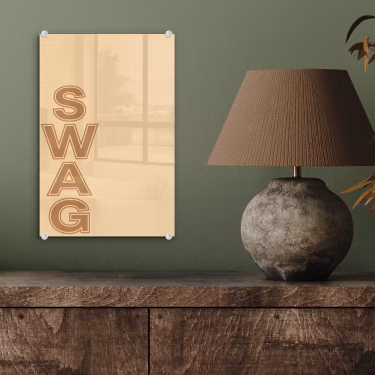 Glas schilderij - Swag - Bruin - Beige — 4