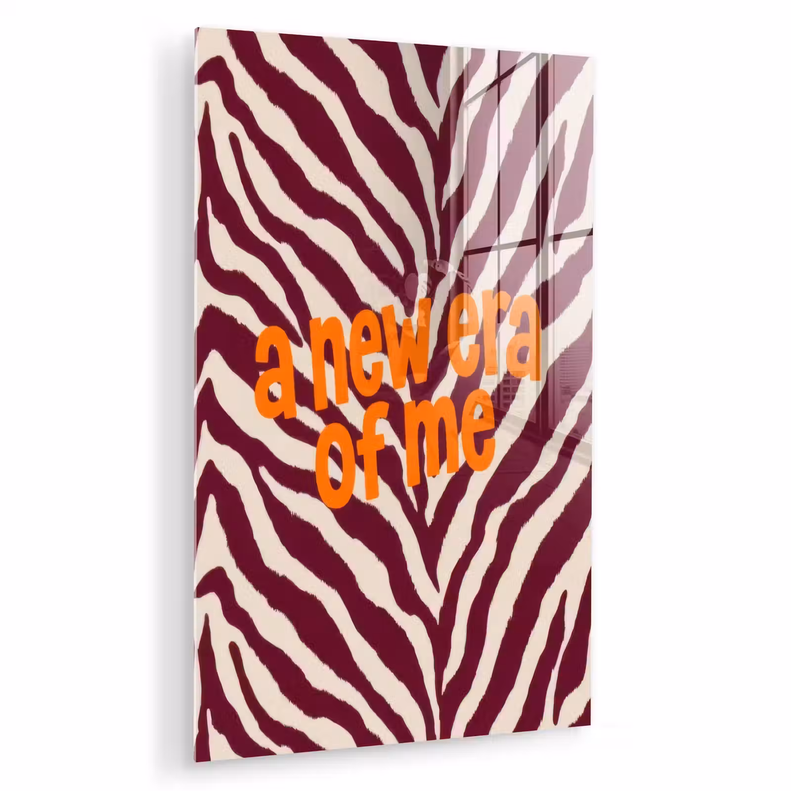 Glas schilderij - New era - Bordeaux - Zebraprint — 1