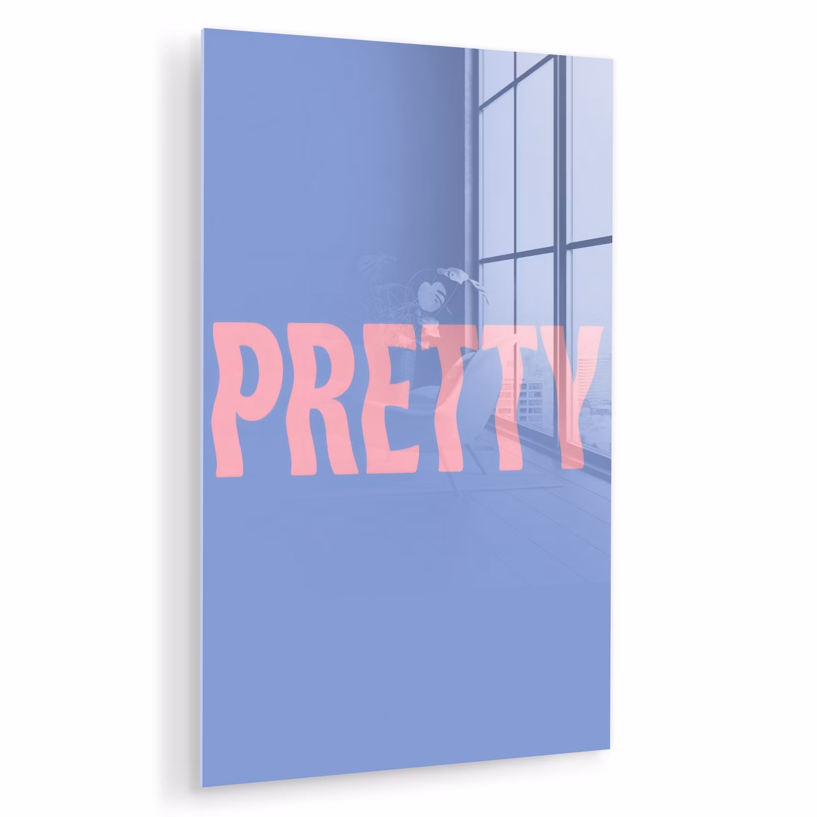 Glas schilderij - Pretty - Roze - Blauw - Golvend — 1