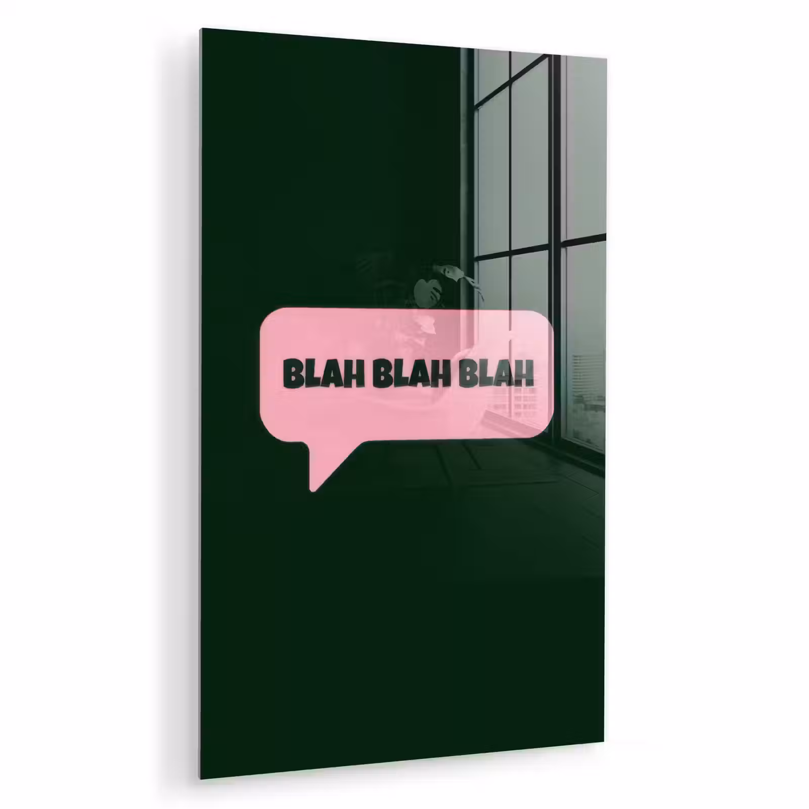 Glas schilderij - Tekstwolk - BLAH BLAH BLAH - Roze — 1