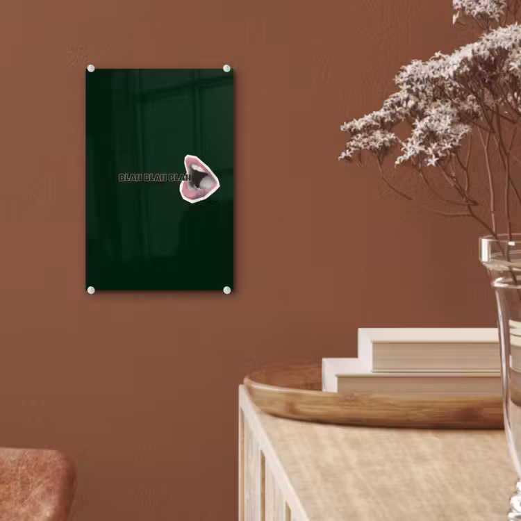 Glas schilderij - BLAH BLAH BLAH - Mond - Groen — 6