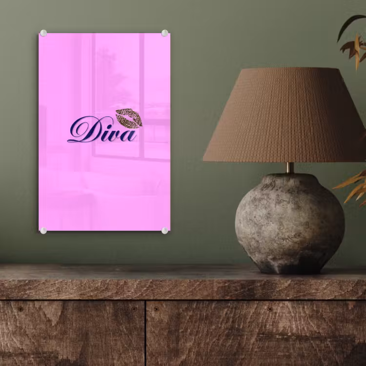 Glas schilderij - Diva - Lip - Panterprint - Roze — 4