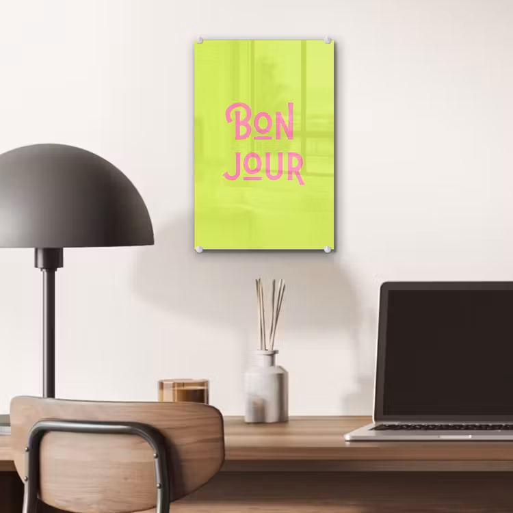 Glas schilderij - Groen - Roze bonjour - art-deco — 7